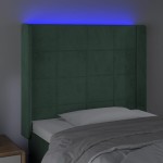 vidaXL Tăblie de pat cu LED, verde închis, 83x16x118/128 cm, catifea vidaXL Tăblie de pat cu LED, verde închis, 83x16x118/128 cm, catifea