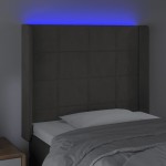 vidaXL Tăblie de pat cu LED, gri închis, 93x16x118/128 cm, catifea vidaXL Tăblie de pat cu LED, gri închis, 93x16x118/128 cm, catifea