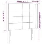 vidaXL Tăblie de pat cu LED, negru, 93x16x118/128 cm, catifea