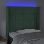 vidaXL Tăblie de pat cu LED, verde închis, 93x16x118/128cm, catifea vidaXL Tăblie de pat cu LED, verde închis, 93x16x118/128cm, catifea