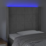 vidaXL Tăblie de pat cu LED, gri deschis, 103x16x118/128 cm, catifea
