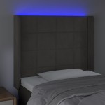 vidaXL Tăblie de pat cu LED, gri închis, 103x16x118/128 cm, catifea vidaXL Tăblie de pat cu LED, gri închis, 103x16x118/128 cm, catifea