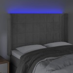 vidaXL Tăblie de pat cu LED, gri deschis, 147x16x118/128 cm, catifea