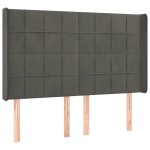 vidaXL Tăblie de pat cu LED, gri închis, 147x16x118/128 cm, catifea vidaXL Tăblie de pat cu LED, gri închis, 147x16x118/128 cm, catifea