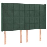 vidaXL Tăblie de pat cu LED, verde închis, 147x16x118/128 cm, catifea