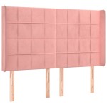 vidaXL Tăblie de pat cu LED, roz, 147x16x118/128 cm, catifea