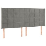 vidaXL Tăblie de pat cu LED, gri deschis, 163x16x118/128 cm, catifea