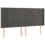 vidaXL Tăblie de pat cu LED, gri închis, 163x16x118/128 cm, catifea vidaXL Tăblie de pat cu LED, gri închis, 163x16x118/128 cm, catifea