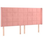 vidaXL Tăblie de pat cu LED, roz, 163x16x118/128 cm, catifea
