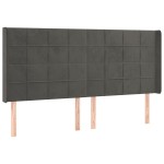 vidaXL Tăblie de pat cu LED, gri închis, 183x16x118/128 cm, catifea vidaXL Tăblie de pat cu LED, gri închis, 183x16x118/128 cm, catifea