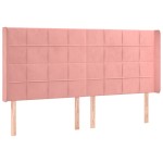 vidaXL Tăblie de pat cu LED, roz, 183x16x118/128 cm, catifea