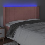 vidaXL Tăblie de pat cu LED, roz, 183x16x118/128 cm, catifea