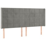 vidaXL Tăblie de pat cu LED, gri deschis, 203x16x118/128 cm, catifea vidaXL Tăblie de pat cu LED, gri deschis, 203x16x118/128 cm, catifea