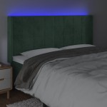 vidaXL Tăblie de pat cu LED, verde închis, 203x16x118/128 cm, catifea vidaXL Tăblie de pat cu LED, verde închis, 203x16x118/128 cm, catifea