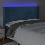 vidaXL Tăblie de pat cu LED, albastru închis, 203x16x118/128cm catifea