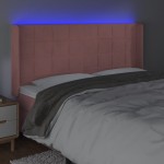vidaXL Tăblie de pat cu LED, roz, 203x16x118/128 cm, catifea