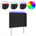 vidaXL Tăblie de pat cu LED, negru, 83x16x118/128 cm, piele ecologică