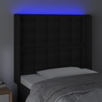 vidaXL Tăblie de pat cu LED, negru, 83x16x118/128 cm, piele ecologică