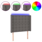 vidaXL Tăblie de pat cu LED, gri , 83x16x118/128 cm, piele ecologică vidaXL Tăblie de pat cu LED, gri , 83x16x118/128 cm, piele ecologică