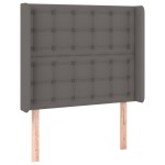 vidaXL Tăblie de pat cu LED, gri , 93x16x118/128 cm, piele ecologică