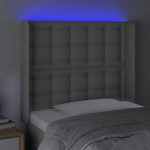 vidaXL Tăblie de pat cu LED, gri , 93x16x118/128 cm, piele ecologică