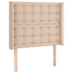vidaXL Tăblie de pat cu LED, cappuccino, 103x16x118/128 cm, piele eco