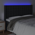 vidaXL Tăblie de pat cu LED, negru, 163x16x118/128 cm, piele ecologică vidaXL Tăblie de pat cu LED, negru, 163x16x118/128 cm, piele ecologică