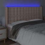 vidaXL Tăblie de pat cu LED, cappuccino, 163x16x118/128 cm, piele eco