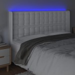 vidaXL Tăblie de pat cu LED, alb, 183x16x118/128 cm, piele ecologică vidaXL Tăblie de pat cu LED, alb, 183x16x118/128 cm, piele ecologică