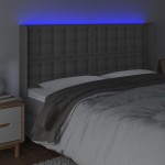 vidaXL Tăblie de pat cu LED, gri, 183x16x118/128 cm, piele ecologică