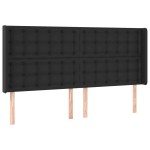 vidaXL Tăblie de pat cu LED, negru, 203x16x118/128 cm, piele ecologică