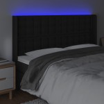 vidaXL Tăblie de pat cu LED, negru, 203x16x118/128 cm, piele ecologică