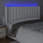 vidaXL Tăblie de pat cu LED, alb, 203x16x118/128 cm, piele ecologică