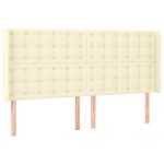 vidaXL Tăblie de pat cu LED, crem, 203x16x118/128 cm, piele ecologică vidaXL Tăblie de pat cu LED, crem, 203x16x118/128 cm, piele ecologică