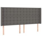 vidaXL Tăblie de pat cu LED, gri, 203x16x118/128 cm, piele ecologică vidaXL Tăblie de pat cu LED, gri, 203x16x118/128 cm, piele ecologică