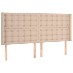 vidaXL Tăblie de pat cu LED, cappuccino, 203x16x118/128 cm, piele eco vidaXL Tăblie de pat cu LED, cappuccino, 203x16x118/128 cm, piele eco