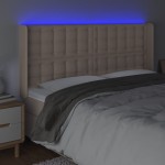 vidaXL Tăblie de pat cu LED, cappuccino, 203x16x118/128 cm, piele eco vidaXL Tăblie de pat cu LED, cappuccino, 203x16x118/128 cm, piele eco