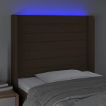 vidaXL Tăblie de pat cu LED, maro închis, 83x16x118/128 cm, textil vidaXL Tăblie de pat cu LED, maro închis, 83x16x118/128 cm, textil