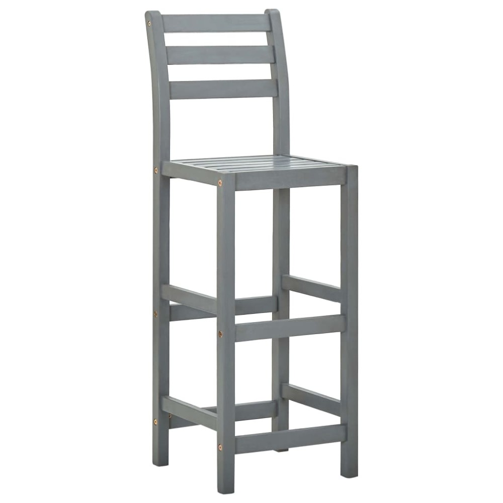 vidaXL Scaune de bar, 2 buc., gri, lemn masiv de acacia