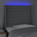 vidaXL Tăblie de pat cu LED, gri deschis, 93x16x118/128 cm, textil vidaXL Tăblie de pat cu LED, gri deschis, 93x16x118/128 cm, textil