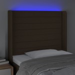 vidaXL Tăblie de pat cu LED, maro închis, 93x16x118/128 cm, textil