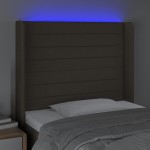 vidaXL Tăblie de pat cu LED, gri taupe, 93x16x118/128 cm, textil vidaXL Tăblie de pat cu LED, gri taupe, 93x16x118/128 cm, textil