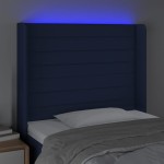 vidaXL Tăblie de pat cu LED, albastru, 93x16x118/128 cm, textil
