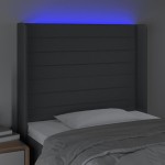 vidaXL Tăblie de pat cu LED, gri închis, 103x16x118/128 cm, textil vidaXL Tăblie de pat cu LED, gri închis, 103x16x118/128 cm, textil
