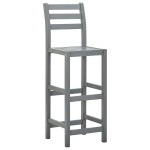 vidaXL Scaune de bar, 4 buc., gri, lemn masiv de acacia