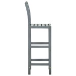 vidaXL Scaune de bar, 4 buc., gri, lemn masiv de acacia