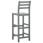 vidaXL Scaune de bar, 4 buc., gri, lemn masiv de acacia