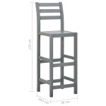 vidaXL Scaune de bar, 4 buc., gri, lemn masiv de acacia