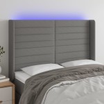 vidaXL Tăblie de pat cu LED, gri închis, 147x16x118/128 cm, textil vidaXL Tăblie de pat cu LED, gri închis, 147x16x118/128 cm, textil