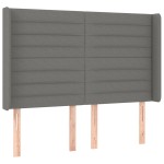 vidaXL Tăblie de pat cu LED, gri închis, 147x16x118/128 cm, textil vidaXL Tăblie de pat cu LED, gri închis, 147x16x118/128 cm, textil